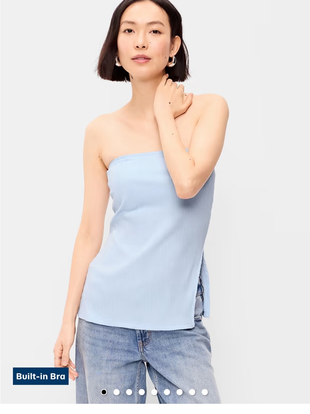 Old Navy Light Blue Strapless Ribbed Tube Cami